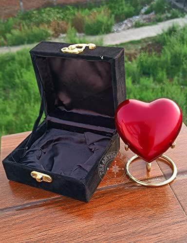 Premium Red Heart Urn with Box and Brass Stand