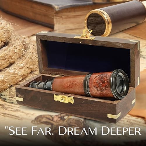 Vintage Brass Telescope with Leather Wrap by Dollond London