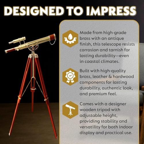 Vintage Maritime Anchor Telescope with Adjustable Wooden Tripod