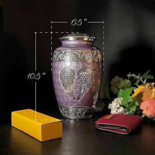 Purple Urn for Human Ashes - Elegant Cremation Urn with Angel Wings