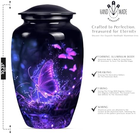 Stunning Butterfly Urns for Human Ashes 10 Inch Capacity with Velvet Bag