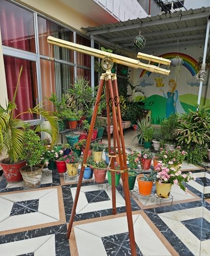 Nautical Home Decor Brass Telescope with Adjustable Wooden Stand