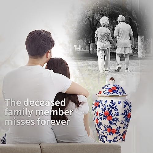 Red Rose Small Urn for Ashes - 8 Inch Ceramic Keepsake