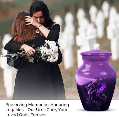 Purple Dragon Keepsake Urns Mini Urn for Human Ashes 3 Inch Size Set of 1