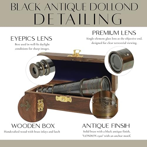 1920 Dollond London Brass Telescope with Wooden Box