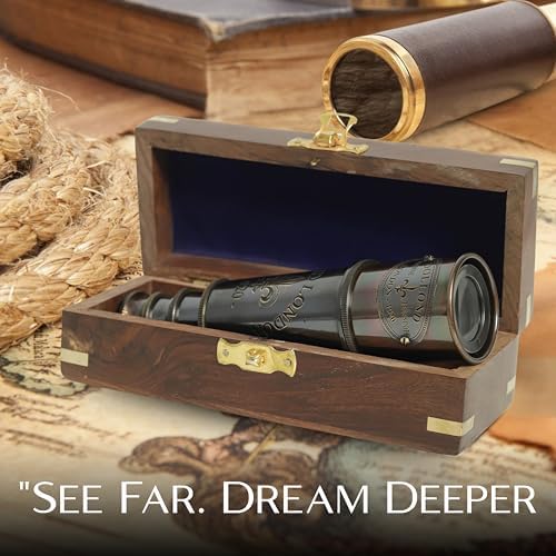 1920 Dollond London Brass Telescope with Wooden Box