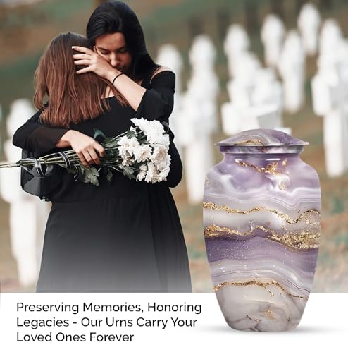 Golden Serenity Decorative Urn for Human Ashes 10 Inch