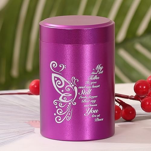 Dioeta Alumnium Mini Cremation Urn - Purple Butterfly Design