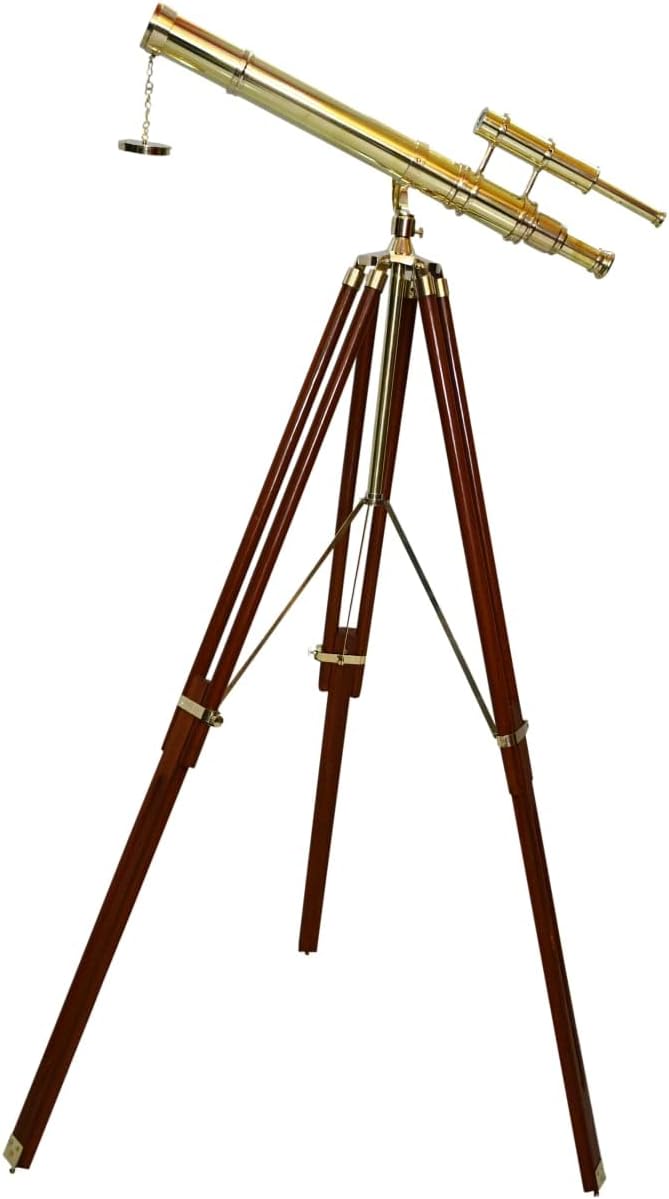 Royal Vintage Nautical Brass Telescope with Wooden Tripod Stand