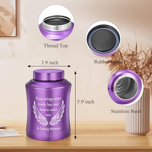SOITIS Angel Wings Urn for Ashes - 827 Inch Purple Memorial Urn