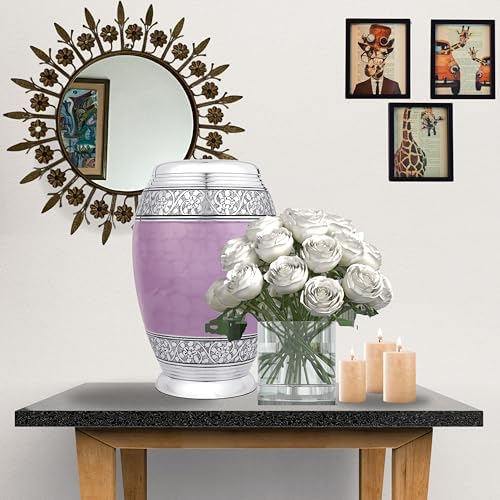 Metal Alloy Cremation Urn - Lavender Silver 105