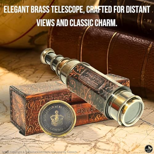 Brass Nautical Telescope Spyglass with Leather Case