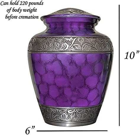 NWA Customized Purple Cremation Urn with Velvet Bag