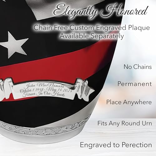 Red Line Flag Cremation Urn for Adult Male