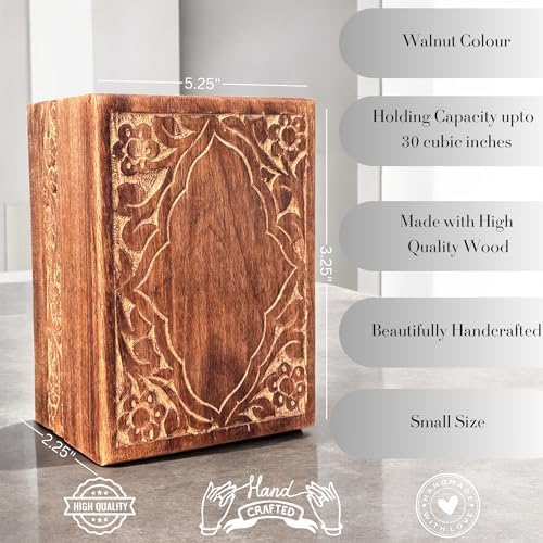 WoodGraphs Svaavs Handcrafted Engraved Wooden Urn Box Small Size
