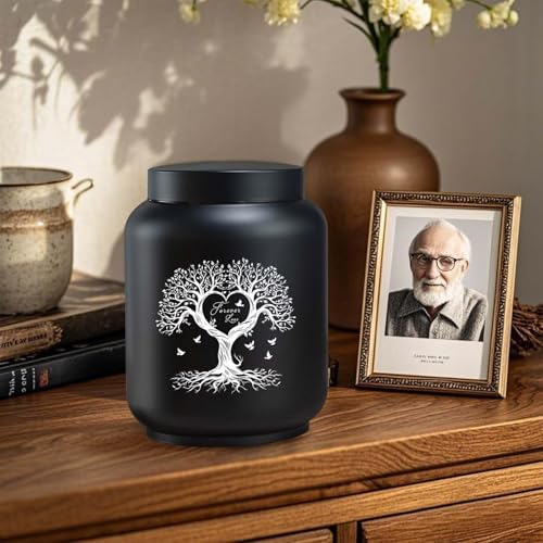 Cremation Urn for Adult Male Ashes - 200 Cubic Inches Stainless Steel Urn with Tree of Life Design