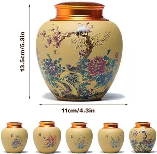 Medium Ceramic Keepsake Urn for Human Ashes - Beautiful Flower and Bird Design