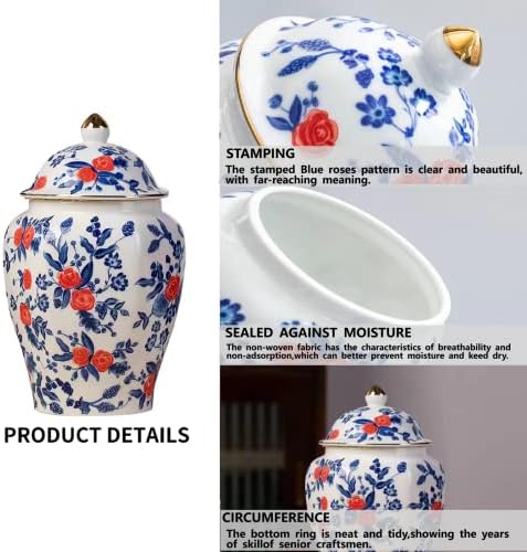 Red Rose Small Urn for Ashes - 8 Inch Ceramic Keepsake