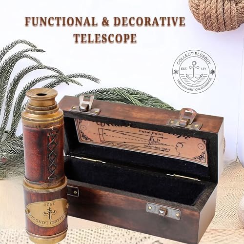 Vintage Brass Marine Telescope with Leather Handle