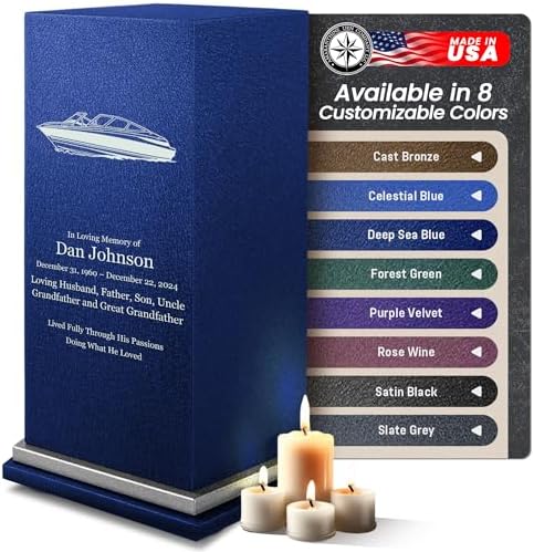 Elegant Customizable Cremation Urn for Human Ashes - Motor Boat Design