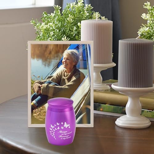 Purple Small Cremation Urns for Human Ashes Keepsake Mini Butterfly Urns