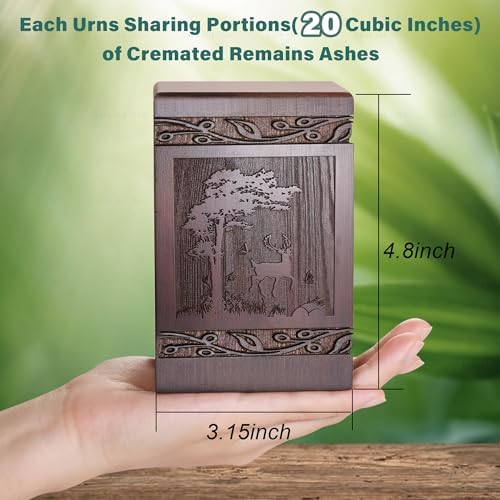Wooden Carved Deer Cremation Urn for Human or Pet Ashes