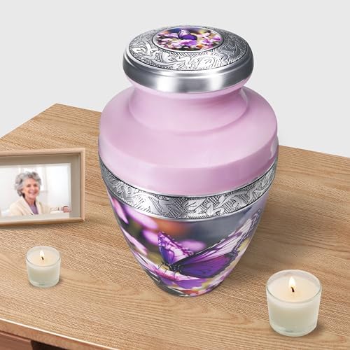 Purple Butterfly Flower Large Cremation Urn for Adult