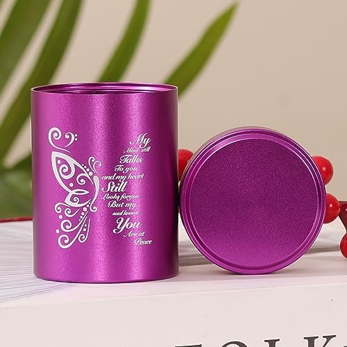Dioeta Alumnium Mini Cremation Urn - Purple Butterfly Design