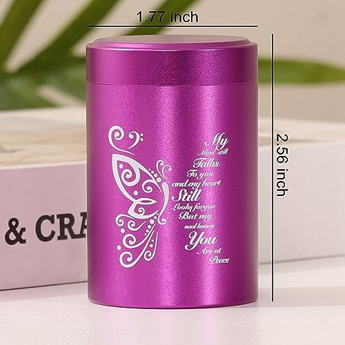 Dioeta Alumnium Mini Cremation Urn - Purple Butterfly Design