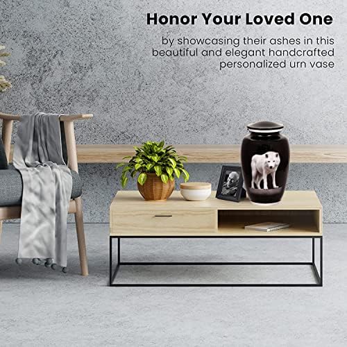 Stylish Aluminum Cremation Urn with Wolf Design