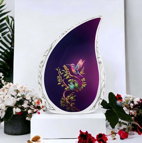 Hummingbird Urn - 10 Inch Metal Cremation Urn for Ashes