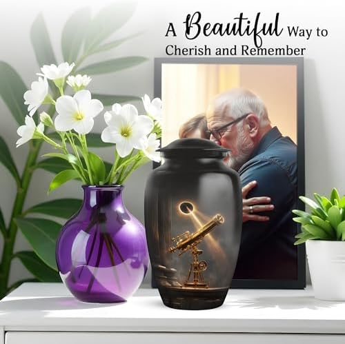 Telescope Memorial Urns for Human Ashes - Large Black 10 Inch Urn