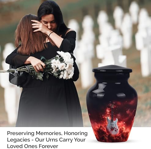 Guitar Decorative Urn for Human Ashes Black 3 Inch