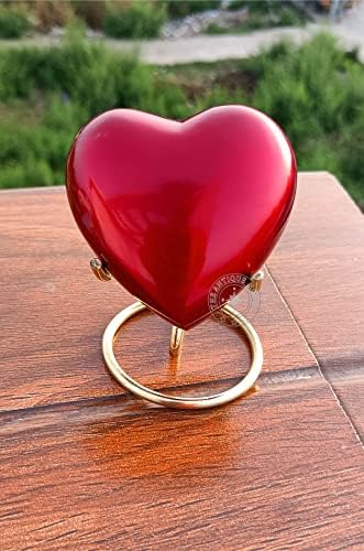 Premium Red Heart Urn with Box and Brass Stand