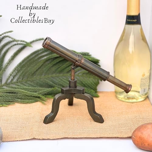 Vintage Pirate Brass Spyglass with Mahogany Tripod