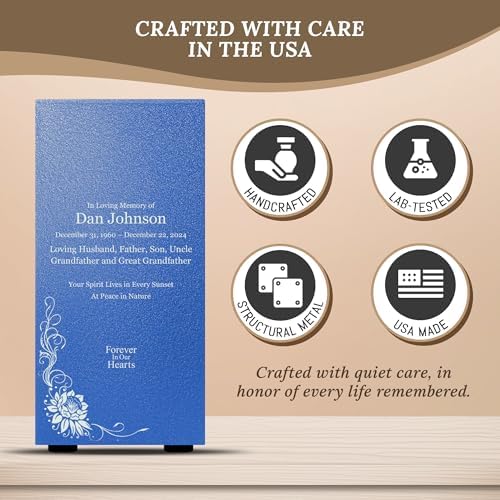 Amaranthine Urn Decorative Cremation Urn for Human Ashes - Customizable Text Color and Base 1