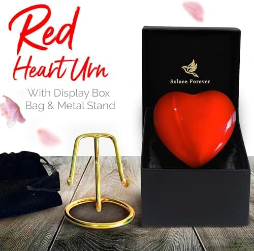 Heart Urn - Small Cremation Urn with Stand for Human Ashes