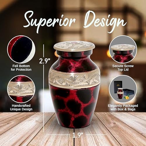 Red Fire Keepsake Urn for Human Ashes