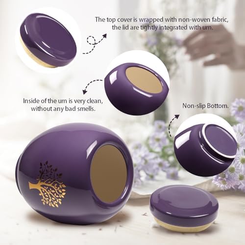 Purple Ceramic Tree of Life Keepsake Urn for Human Ashes