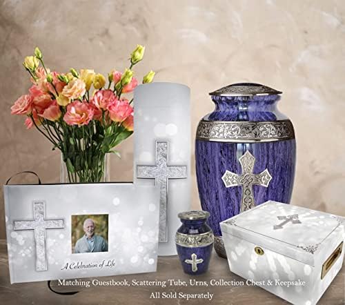 Purple Cross Cremation Urn for Women - Handcrafted Decoration