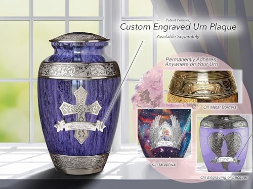Purple Cross Cremation Urn for Women - Handcrafted Decoration