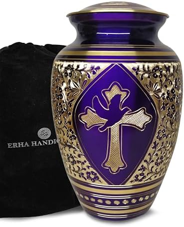 Gold Transcendent Cross Cremation Urn for Adult 10 Inches Tall