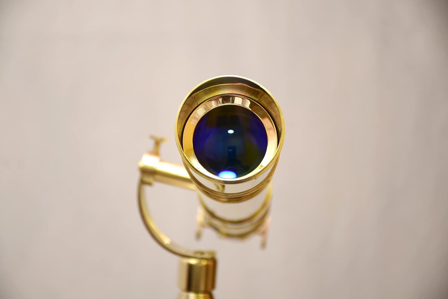 Vintage Brass High Magnification Telescope with Adjustable Wooden Tripod