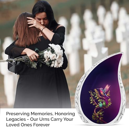 Hummingbird Urn - 10 Inch Metal Cremation Urn for Ashes