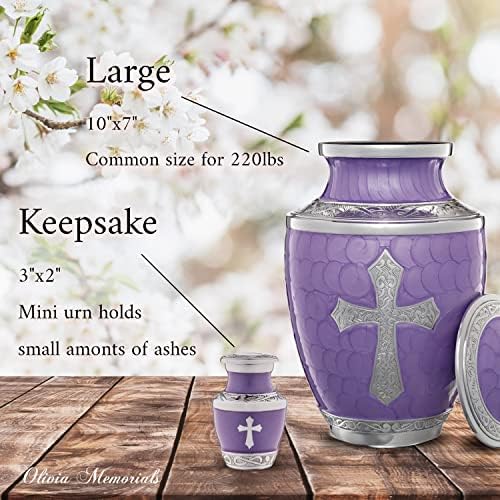 4 Purple Urns for Ashes Set - Cremation Keepsakes with Velvet Box