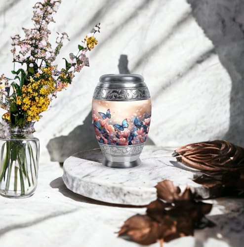 Butterflies in Blossoms Mini Keepsake Urns for Ashes Set of 2