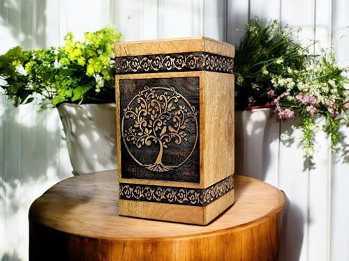 Handcrafted Wooden Cremation Urn with Celtic Cross Design