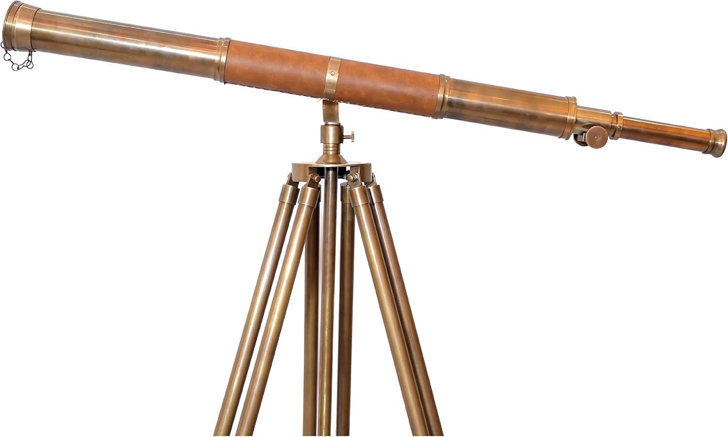 Designer Vintage Style Antique Brass Telescope Floor Standing Wooden Tripod