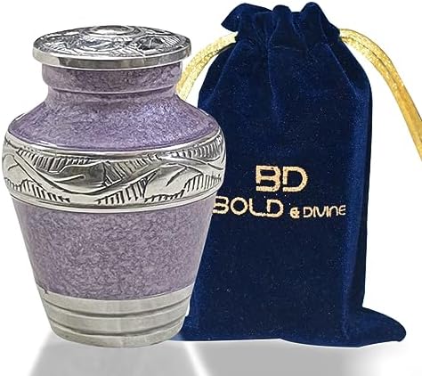 BOLD DIVINE Purple Textured Cremation Urn Velvet Bag Funnel Included