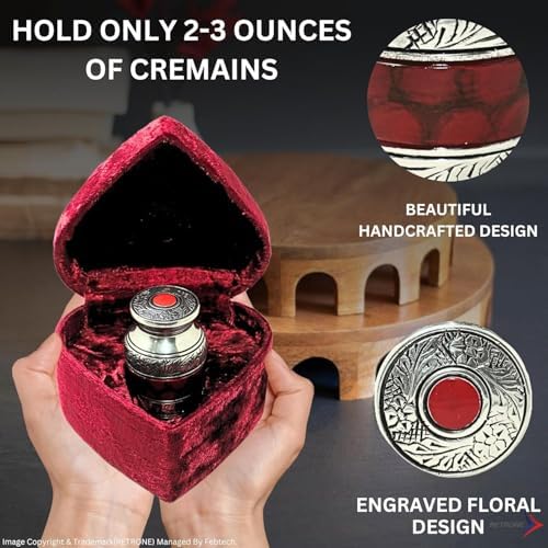Mini Keepsake Urn for Ashes with Velvet Heart-Shaped Box